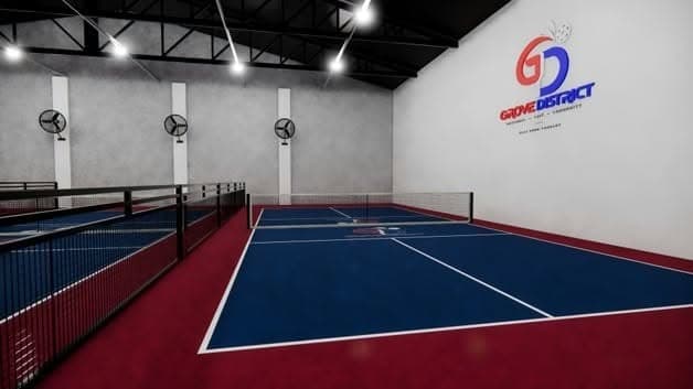 Court 3 under the Grove District wall logo